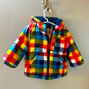 12 month colorful checkered warm lined coat.